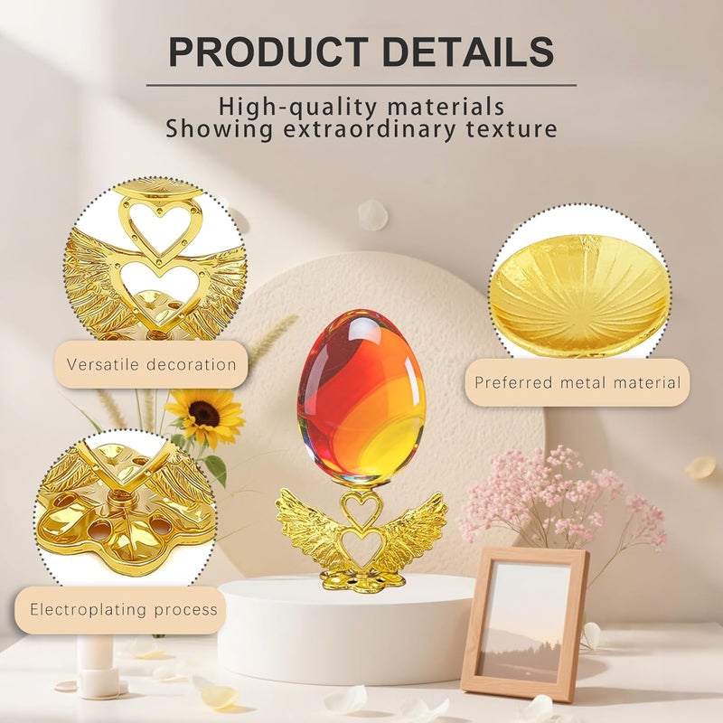 GeryVtee 4PCS Crystal Ball Stand Sphere Display Stand Metal Crystal Holder Balls Ornament Rack Holder Metal Base wing Shape (Gold) - Image 3